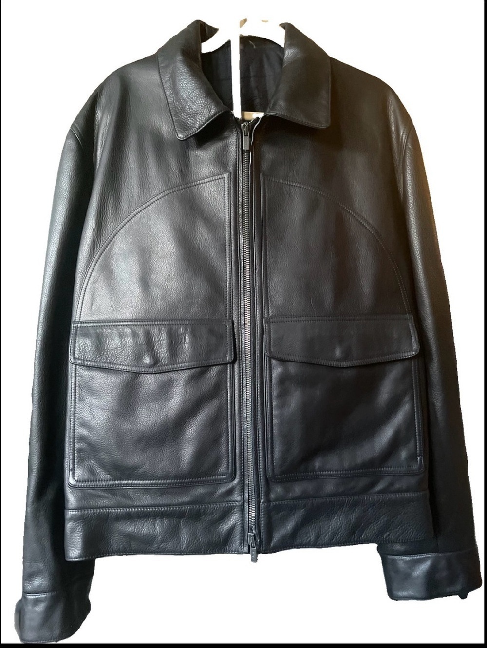 Roberto Cavalli Black Leather Bomber Jacket